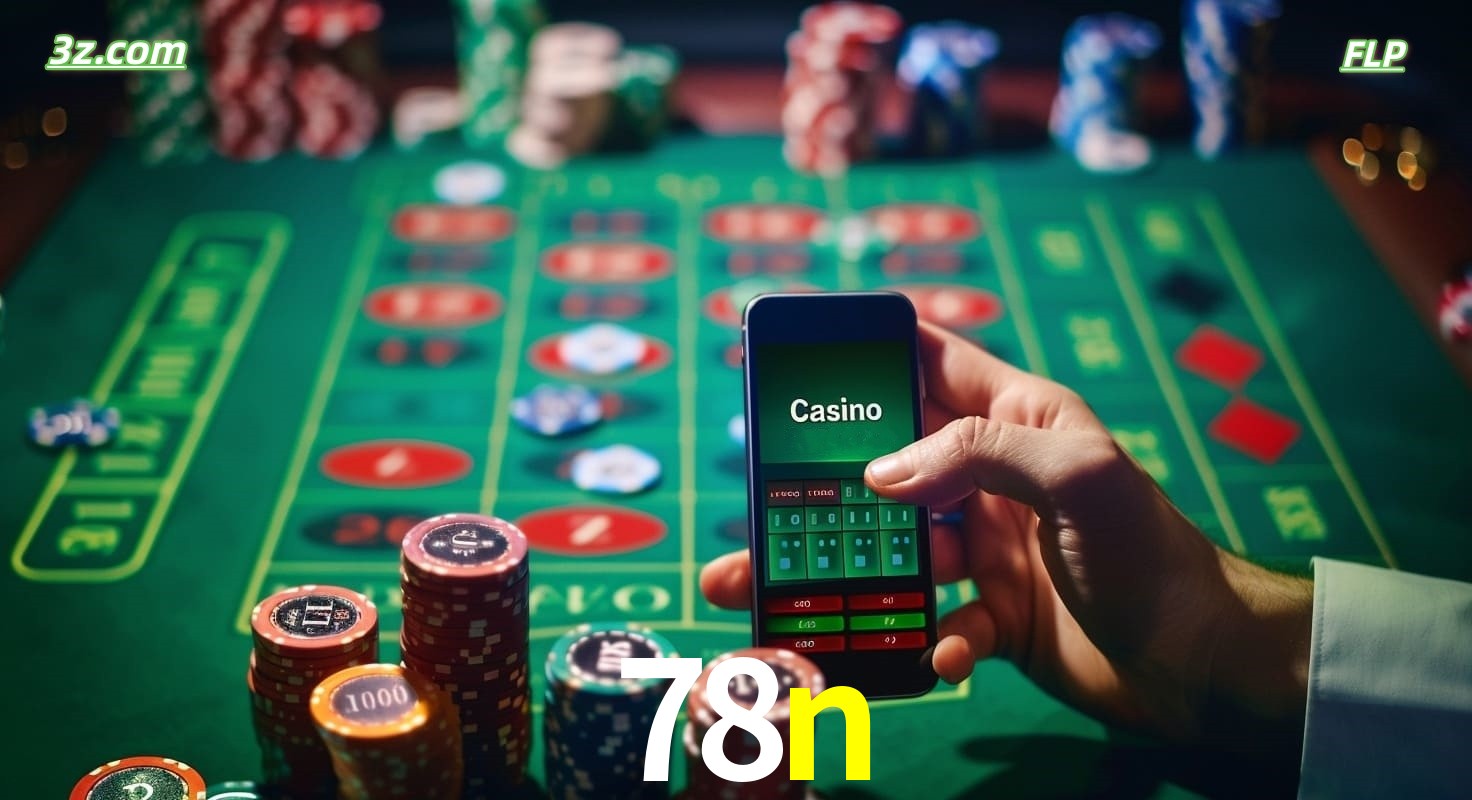 Cassino online móvel 78n com apostas em roleta e fichas de pôquer